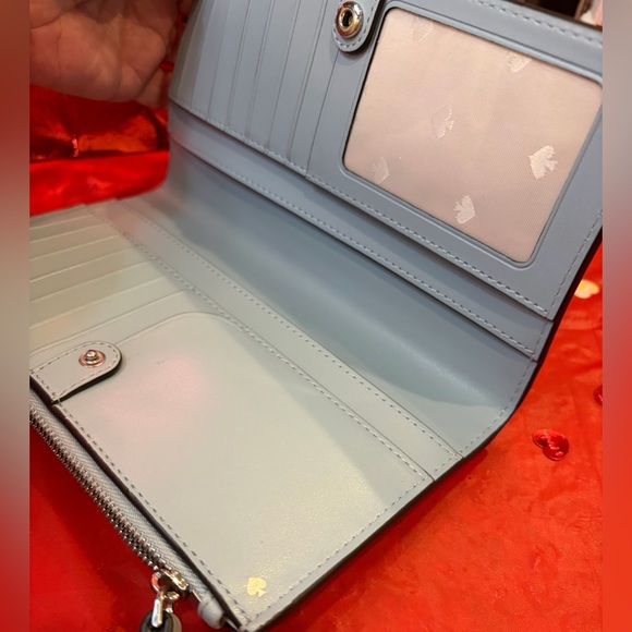 🩷NWT KATE SPADE BURGUNDY CLUTCH & GLITTERY BLACK CLUTCH/LIGHT BLUE WALLET BUNDLE